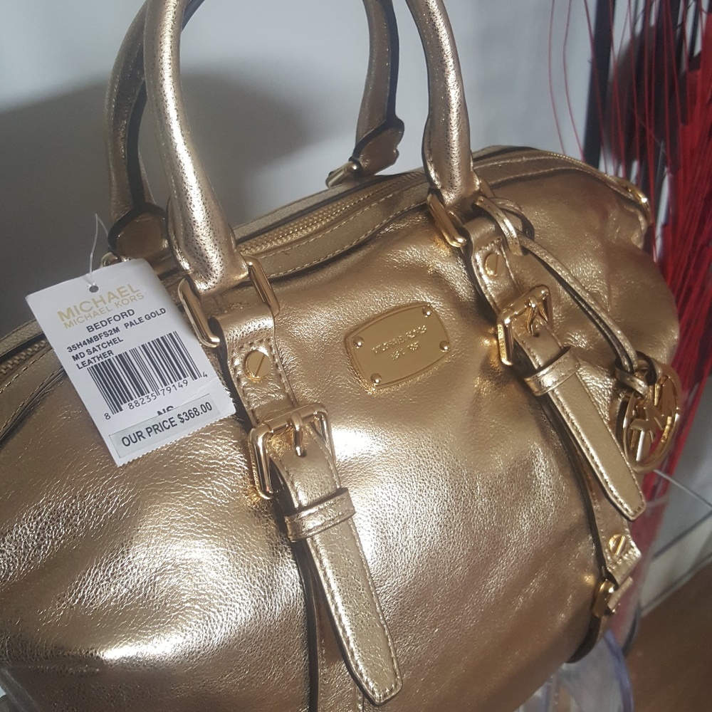 Michael Kors Bedford Satchel NWT Gold Metallic